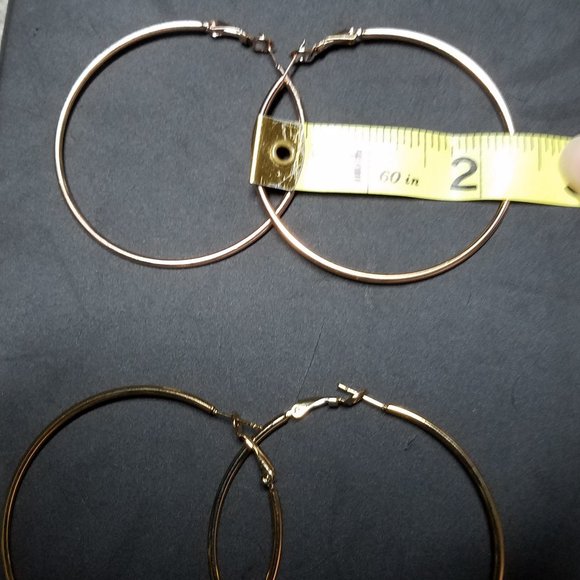 Gold & Rose Gold Hoop Earrings - Picture 2 of 5